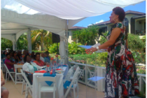 Stella Simmons at luncheon speech by author of “How Stella Got Her Groove Back” in Anguilla