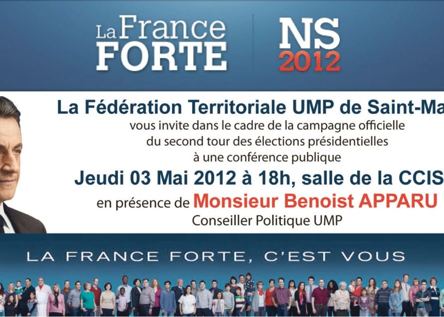 Ce soir Jeudi 3 Mai à la CCISM: Conférence Publique avec Mr Benoist APPARU, Conseiller Politique UMP