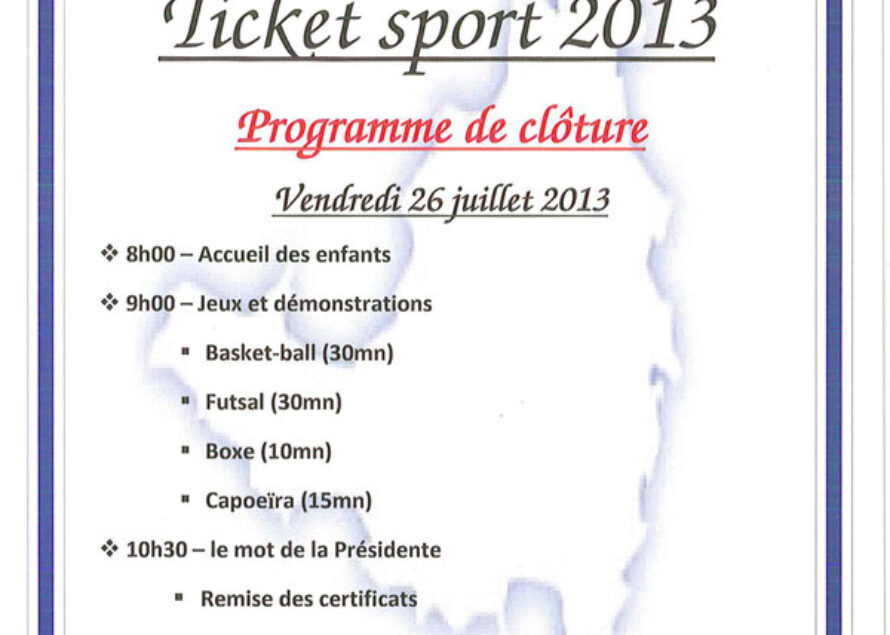 Ticket Sport 2013, c’est fini …