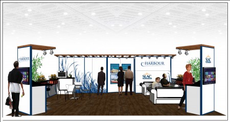 An illustration of the Harbour Group of Companies/St. Maarten Lagoon Authority Corporation booth to be set-up at the boat show next week.