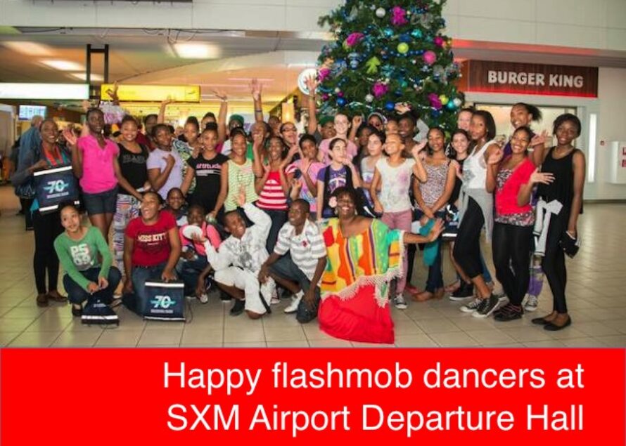 Sint Maarten. Flash Mob Dance Draws Crowd at SXM Airport