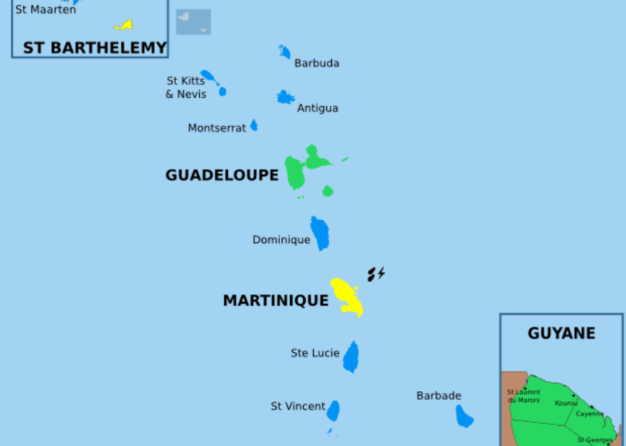 Antilles. Vigilance Météo Jaune îles du Nord et Martinique