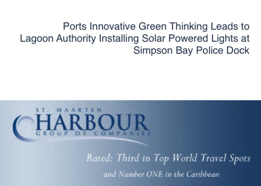 Sint Maarten. Solar Powered Lights at Simpson Bay Police Dock