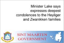 Minister Lake says expresses deepest condolences to the Heyliger and Zwanikken families on the passing of Curtis Heyliger