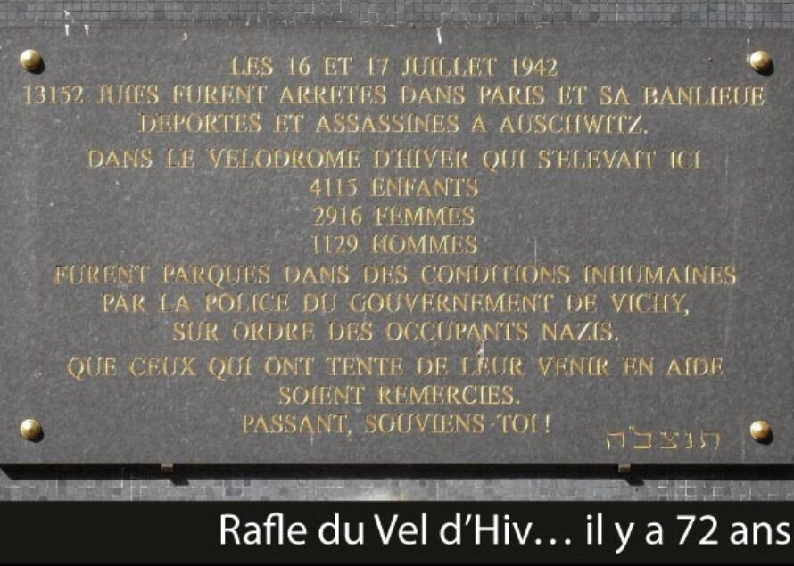 Paris. 72ème anniversaire de la rafle du Vél’ d’Hiv’