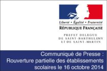 Saint-Martin – Rouverture partielle des établissements scolaires le 16 octobre 2014