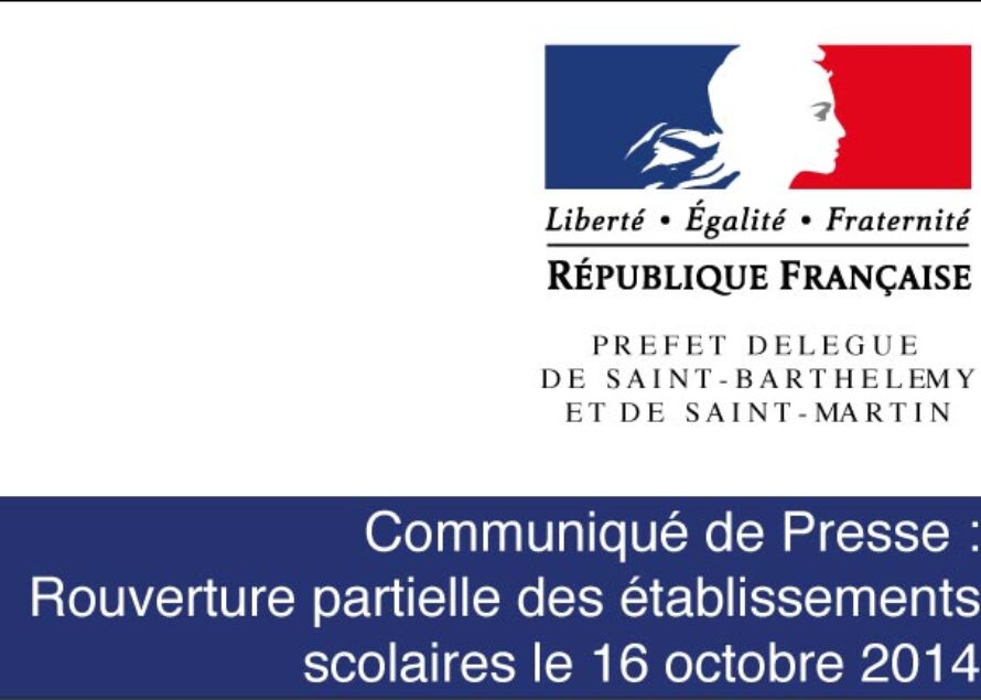 Saint-Martin – Rouverture partielle des établissements scolaires le 16 octobre 2014