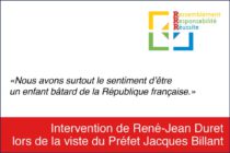 Politique : Intervention de René-Jean Duret lors de la visite du Préfet Jacques Billant