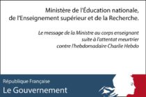 Le message de la Ministre de l’éducation au corps enseignant suite à l’attentat meurtrier contre Charlie Hebdo