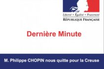 M. Philippe CHOPIN : Nommé préfet de la Creuse