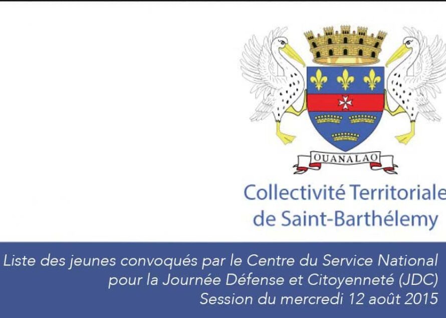 Saint-Barthélemy : Liste des jeunes convoqués par le Centre du Service National pour la Journée Défense et Citoyenneté (JDC)