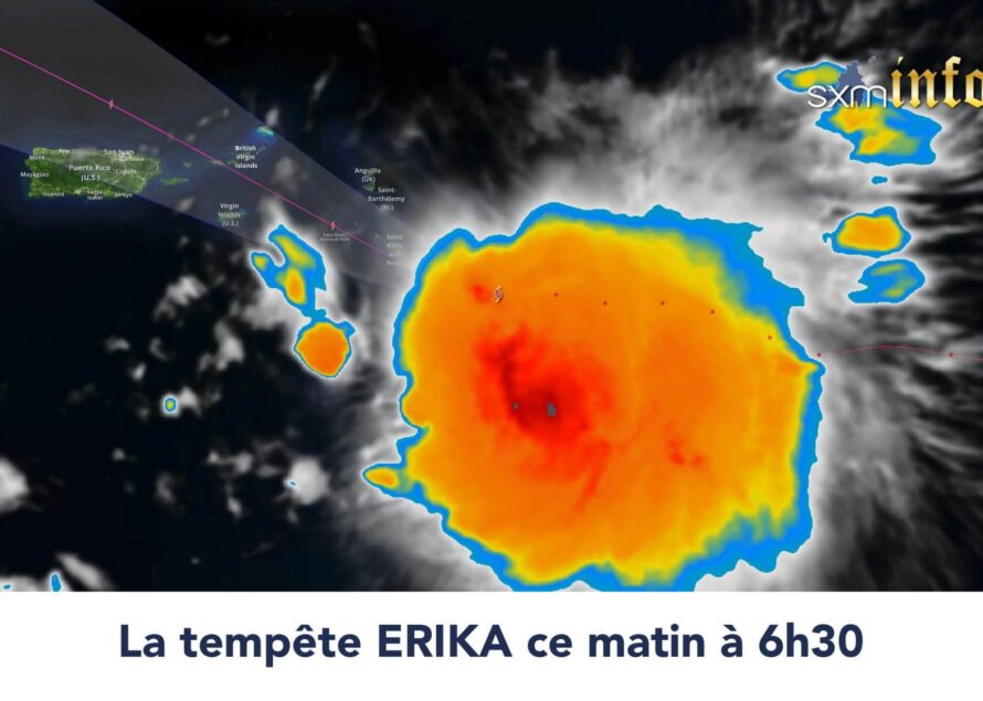 ERIKA : La tempête tropicale se renforce légèrement et devrait atteindre les îles du nord en fin de matinée