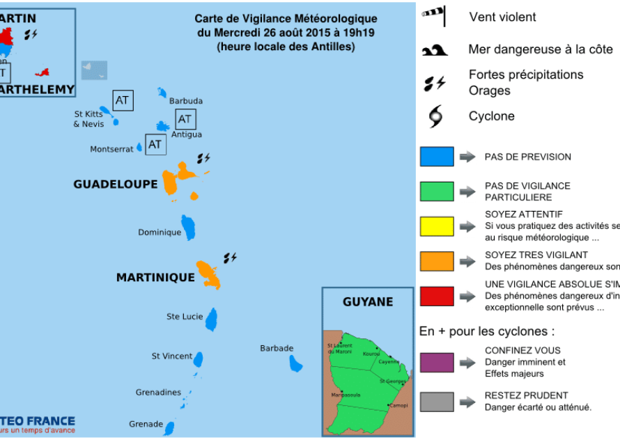 Bulletin de suivi VIGILANCE ROUGE pour Saint-Martin et Saint-Barthélemy – Mercredi 26 août 2015 à 19h20 légales