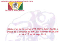 Saint-Martin : Déclaration de la section syndicale UTS-UGTG du CH Saint-Martin relative à la situation catastrophique de l’hôpital
