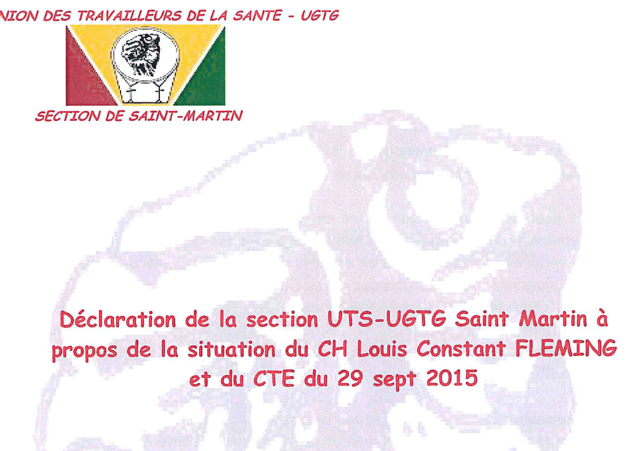 Saint-Martin : Déclaration de la section syndicale UTS-UGTG du CH Saint-Martin relative à la situation catastrophique de l’hôpital