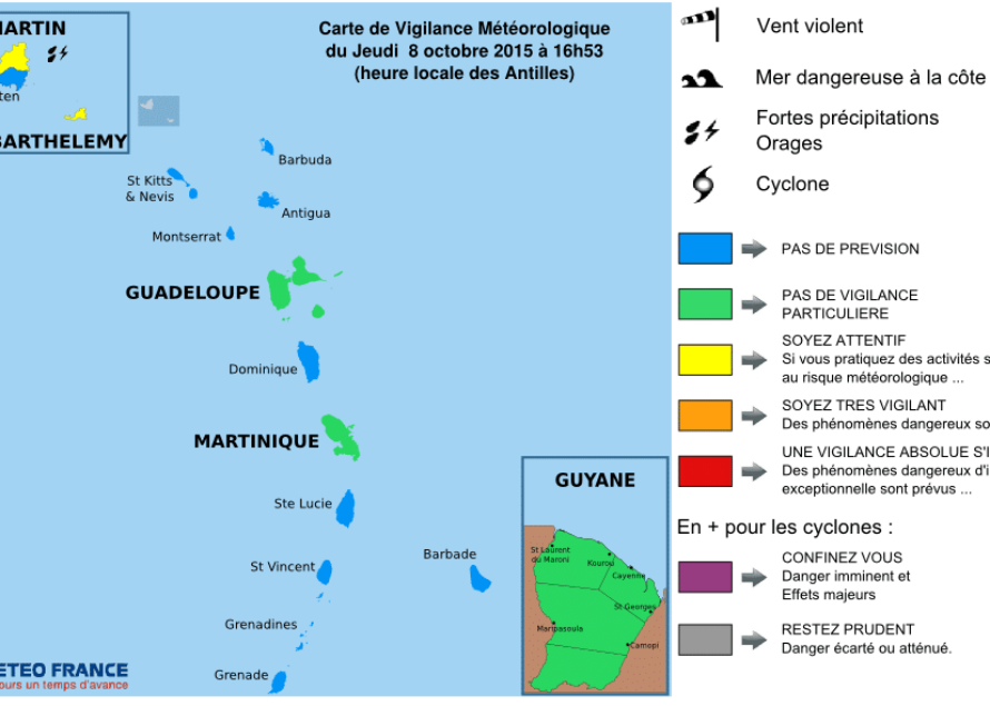 VIGILANCE JAUNE pour les Iles du Nord : Saint-Martin et Saint-Barthélemy