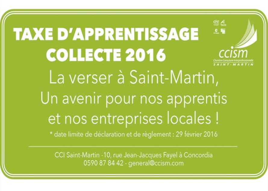 Collecte 2016 de la Taxe d’Apprentissage : entrepreneurs, pensez à la verser à Saint-Martin !