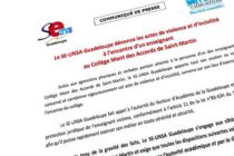 Communiqué du SE-UNSA Guadeloupe : Acte de violence d’un enseignant au Collège Mont des Accords