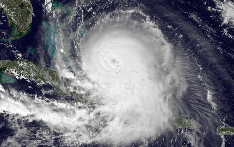 Figure 1. Image visible de l’ouragan JOAQUIN le 1er octobre 2015. Crédit image : MODIS