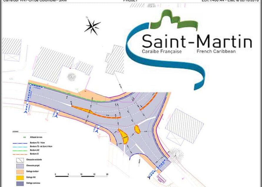 Saint-Martin : aménagement de la chaussée au croisement de Colombier