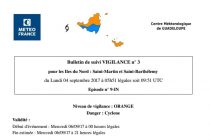Météo France – Bulletin de suivi VIGILANCE n° 3 pour les Iles du Nord : Saint-Martin et Saint-Barthélemy
