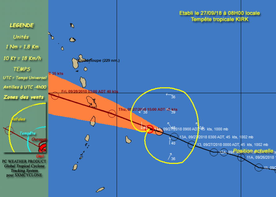 La Guadeloupe et de la Martinique sont en vigilance cyclone ORANGE à l’approche de la tempête tropicale KIRK