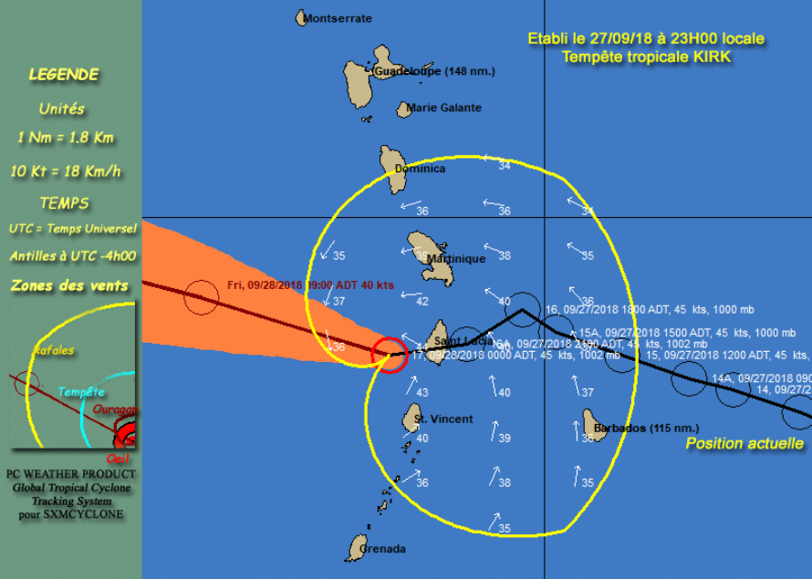La Martinique reste en vigilance cyclone ORANGE à l’approche de la tempête tropicale KIRK