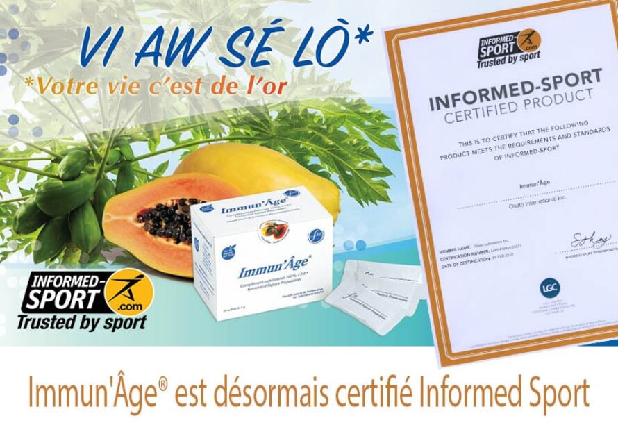 Immun’Âge® est désormais certifié Informed Sport : Une certification ANTI-DOPAGE qui a du poids