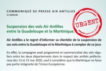 URGENT :  Suspension des vols Air Antilles entre la Guadeloupe et la Martinique.