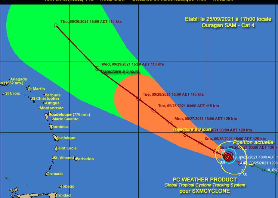 Sxmcyclone : SAM est désormais un ouragan de catégorie 4