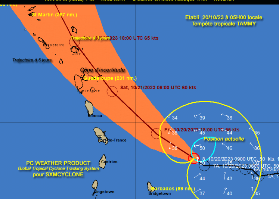 SXMCYCLONE : La tempête tropicale TAMMY est proche du statut d’ouragan